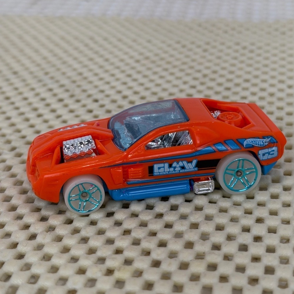 Hot Wheels Hollowback Orange Blue GLOW Wheels Muscle‎ Car Diecast 1:64 Scale EUC